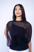 Black Chiffon Swirl Drape Top