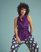 Adelaide Sleeveless Linen Blend Shirt - Dreamy Purple