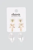 2 pares aretes estrella caracol mar