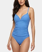 Solid Ruched One-Piece Swimsuit
