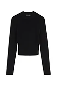 CREPE KNIT CREW NECK SWEATER - BLACK