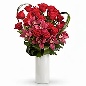 Modern Two Dozen Red Roses with Orchids