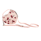 Heart Shaped Cherry Print Pebbled Vegan Leather Purse