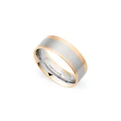 8mm Palladium and 18 Karat Rose Brushed Wedding Band