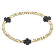 enewton | Signature Cross Gold Pattern Bead Bracelet - Charcoal - 3mm