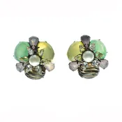 Agate and Pearl Flower Clips (EC1F-87Q)