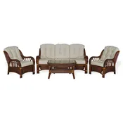 Alexa Living Room Set of 4 pieces with ThreeSeater, Dark Walnut color