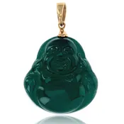 10K Yellow Gold Dyed Chalcedony Buddha Pendant