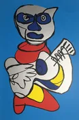 Karel Appel Original Art Silkscreen Kool Luke Guitar Indigo Hands