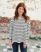 FREE PEOPLE: 2 SENSE LONG SLEEVE - IVORY COMBO