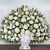 Heartfelt Tribute White Floor Basket Arrangement
