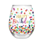 17 OZ Stemless Glass w/Box, Happy Birthday