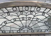 All beveled glass arched antique transom with jewels