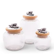 Acorn Oak Knob Glass Canisters