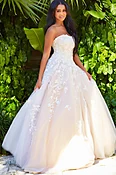 1831 Light Pink Strapless Embroidered Ballgown