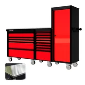 88 Series - 13 Drawers with Tall Locker - Black Handles - Traditional Casters