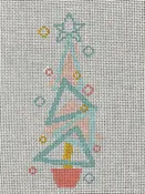 K214 Retro Teal Geometric Tree