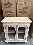 2-door elm chest w/glass w/w