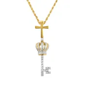 10k Gold Diamond King Key Pendant 0.16 Ctw