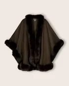 Cervinia Fur Trimmed Cashmere Cape Classic Length
