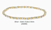 2.5MM Petite Silver & Gold Cube Bead Bracelet