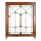 craftsman window with gold gilt glass details — Architectural Antiques