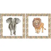 African Safari Animal Fabric Pillow Panel