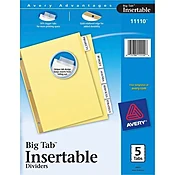 5 Big Tab Insertable Clear Dividers