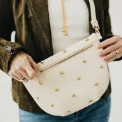 Cream Gold Studded  Bum Bag