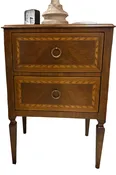 Vintage Nightstand or small 2 drawer chest with parquetry inlay