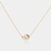 14K Gold Floating Pearl Necklace