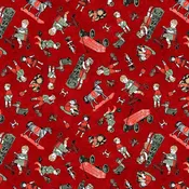 Vintage Whisper from Santa by Studio E Fabrics  VINTAGE TOYS/RED
