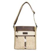 Canvas Cowhide & Leather Women's Crossbody - Eggshell/Khaki