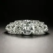 Art Deco .96 Carat Diamond Engagement Ring - GIA E SI2