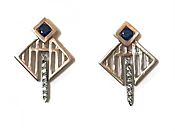 EARRING 770 - Sapphires and Diamonds in 18kt Rose and White Gold
