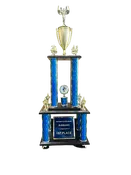 4 Post Plaque Trophy with Bell Base and Large Classic Cup