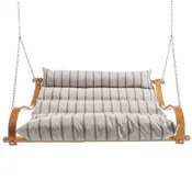 Curved Oak Double Deluxe Sunbrella Cushion Swing - Cove Pebble
