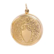Antique Engraved Shield Round Locket