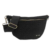 Black Suede Woven Bum Bag