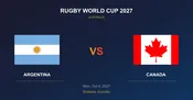 Argentina vs Canada Tickets - Rugby World Cup 2027 Brisbane