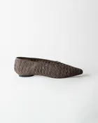 Zelda Pointed Toe Flat Ash Woven Suede