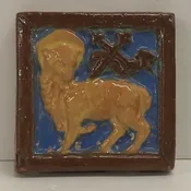 Alhambra Kilns Vintage Tile with Lamb — Wells Antique Tile & Pottery