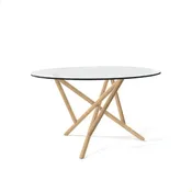 Baton Round Glass Top Table