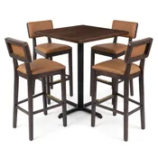 4-Seat Rectangular Back Upholstered Restaurant Bar Set