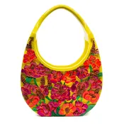 Hand-Carved Poppies Tote - Lacquered Yellow