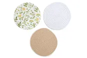8" 3pk Printed Asst Woven Trivets - Wildflowers