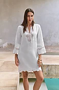 LINEN SCALLOP DRESS