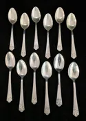 12 pc 1935 Lady Ester Pattern Silverplate Queen Ester Flatware Tea Spoon Set