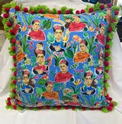 24” Mexican Dress Pillow, Blue Frida