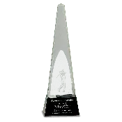11 1/2" Clear Crystal 3D Golf Spire on Black Pedestal Base